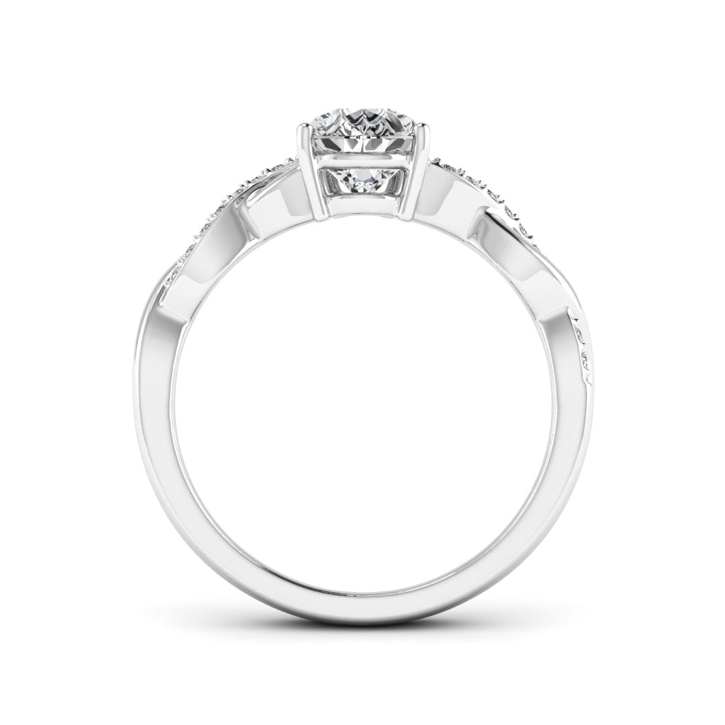 1.50 DEW Pear White Moissanite Ring in 14K Gold
