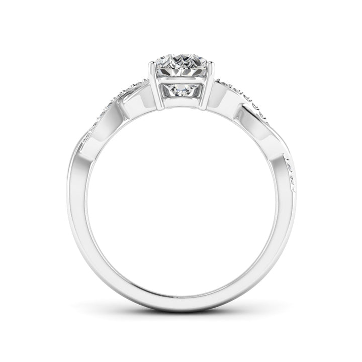 1.50 DEW Pear White Moissanite Ring in 14K Gold