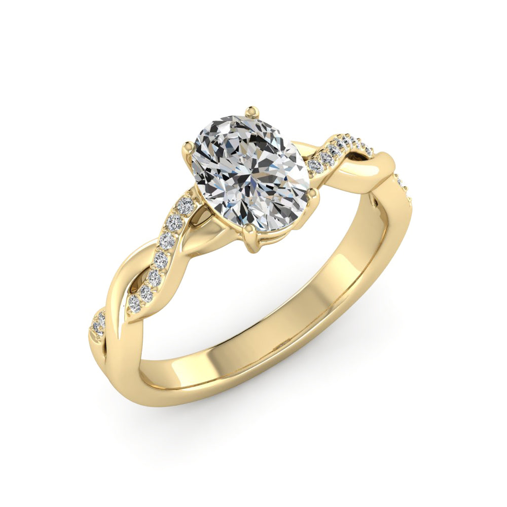 1.50 DEW oval White Moissanite Ring in 14K Gold