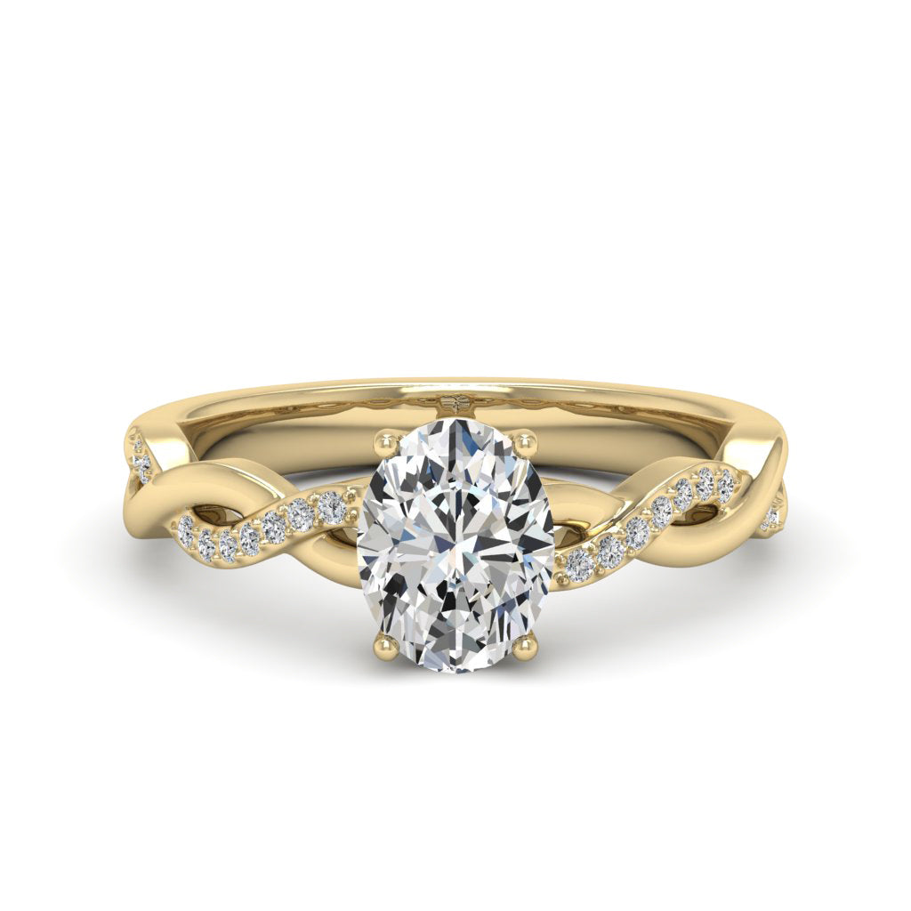 1.50 DEW oval White Moissanite Ring in 14K Gold