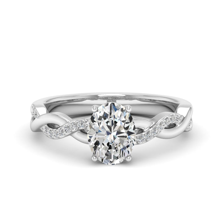1.50 DEW oval White Moissanite Ring in 14K Gold