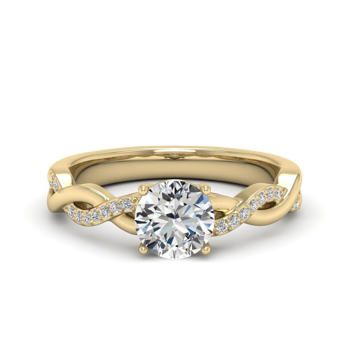 1.00 DEW Round White Moissanite Ring in 14K Gold