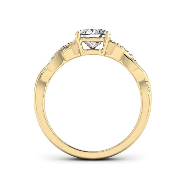 1.00 DEW Round White Moissanite Ring in 14K Gold