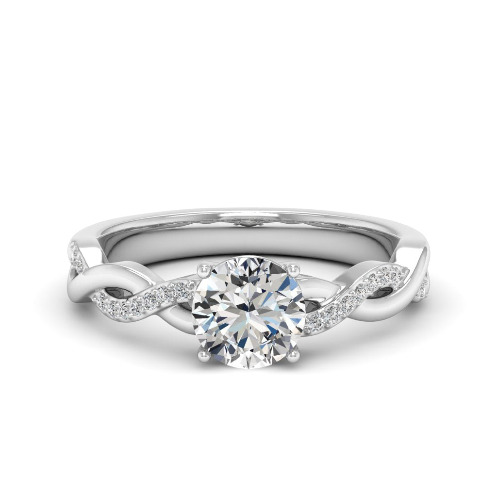 1.00 DEW Round White Moissanite Ring in 14K Gold