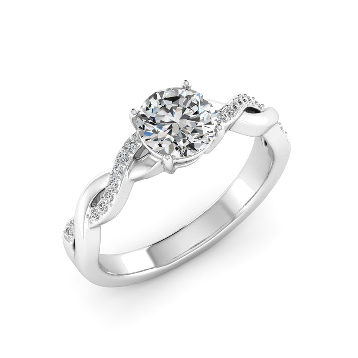 1.00 DEW Round White Moissanite Ring in 14K Gold