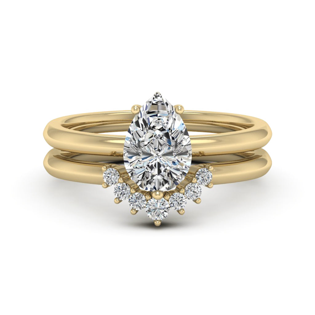 1.50 DEW Pear White Moissanite Ring in 14K Gold