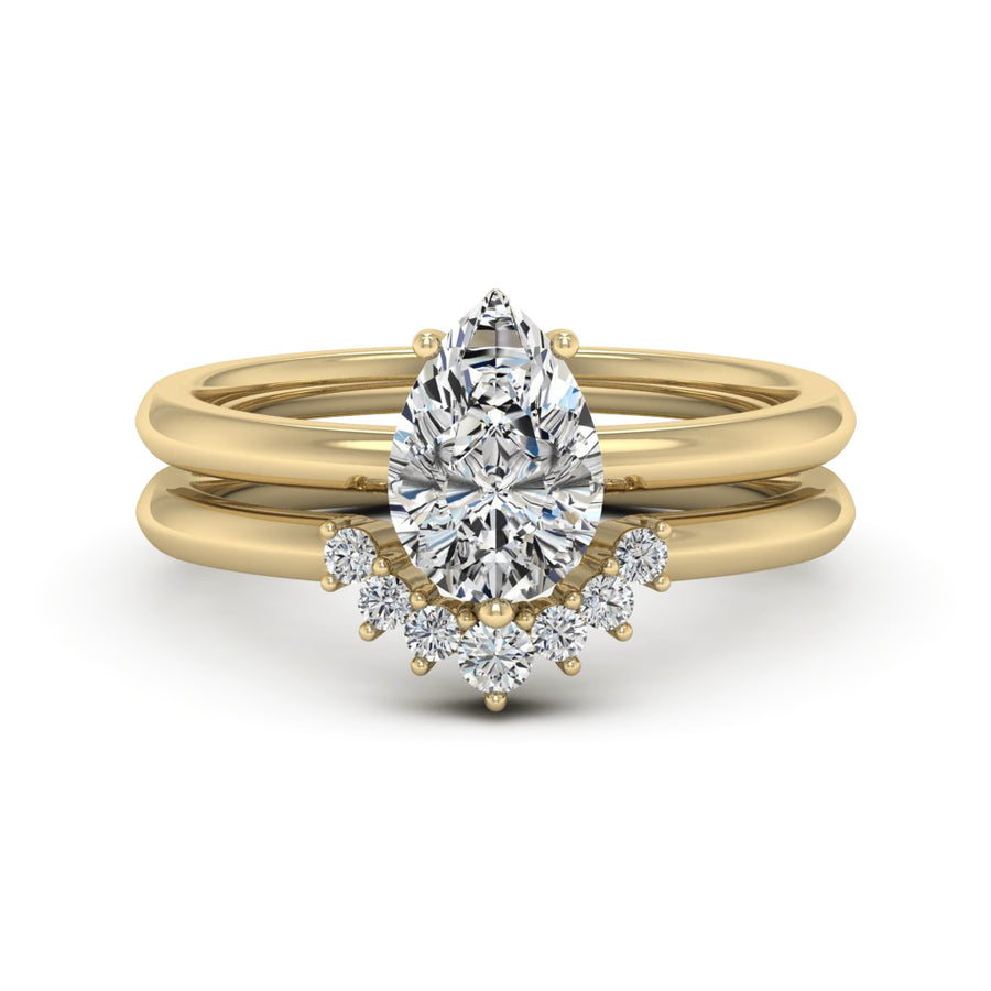 1.50 DEW Pear White Moissanite Ring in 14K Gold