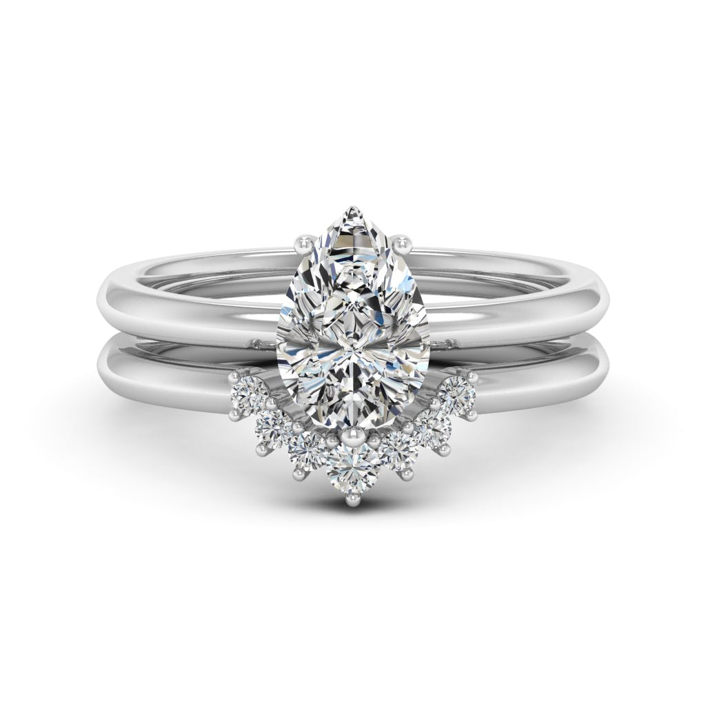 1.50 DEW Pear White Moissanite Ring in 14K Gold