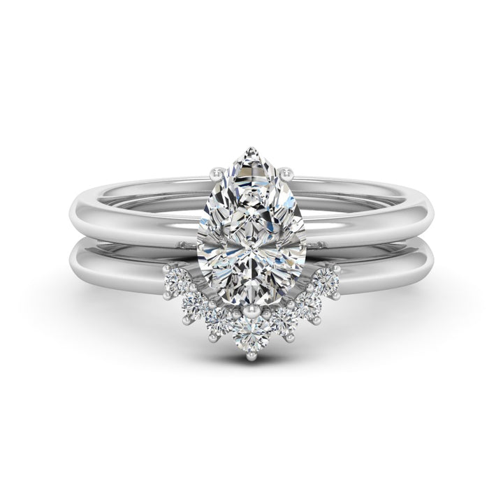 1.50 DEW Pear White Moissanite Ring in 14K Gold