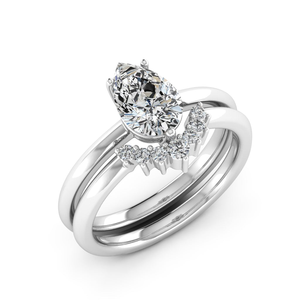 1.50 DEW Pear White Moissanite Ring in 14K Gold
