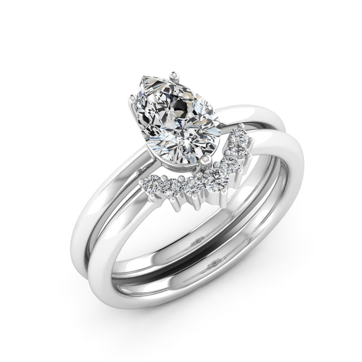 1.50 DEW Pear White Moissanite Ring in 14K Gold
