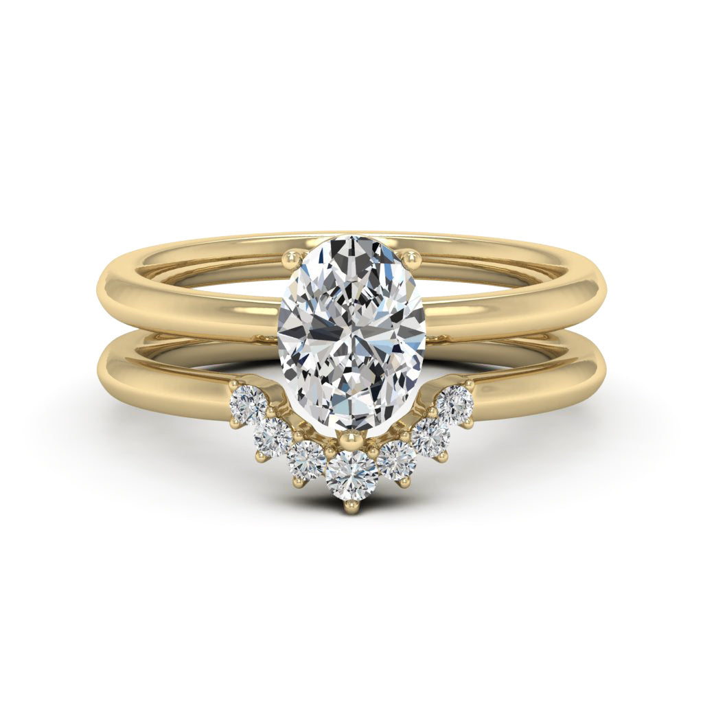 1.50 DEW Oval White Moissanite Ring in 14K Gold