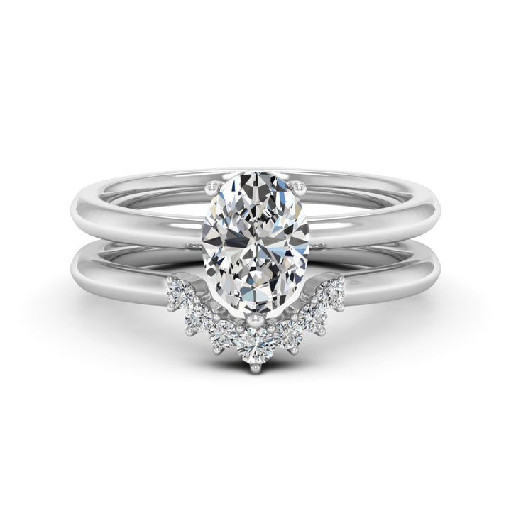1.50 DEW Oval White Moissanite Ring in 14K Gold