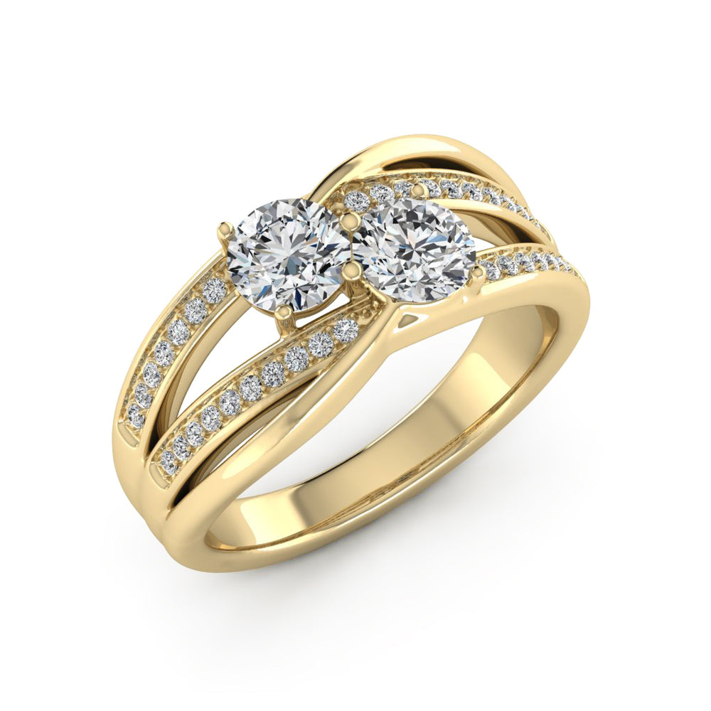 1.00 DEW Round White Moissanite Ring in 14K Gold