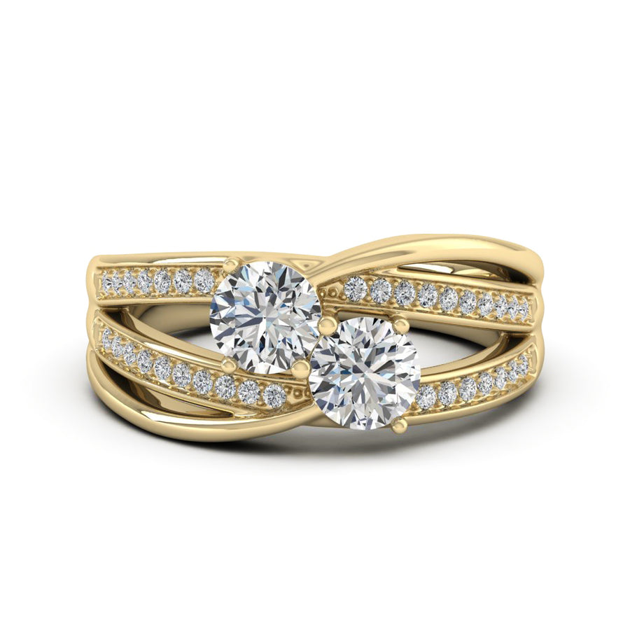 1.00 DEW Round White Moissanite Ring in 14K Gold