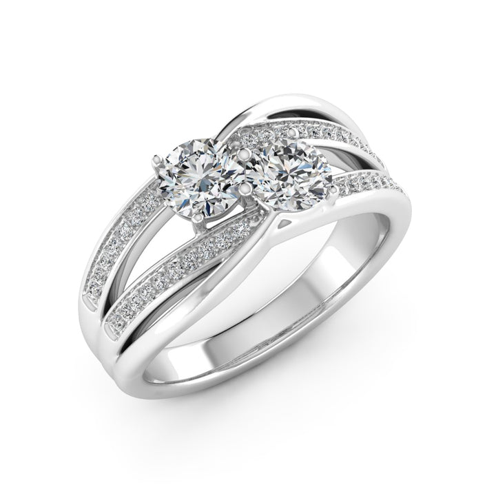 1.00 DEW Round White Moissanite Ring in 14K Gold