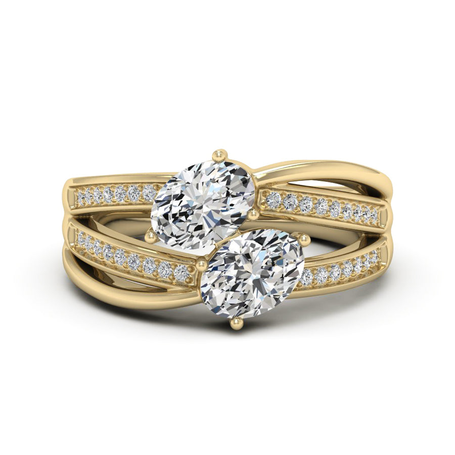 1.00 DEW Oval White Moissanite Ring in 14K Gold