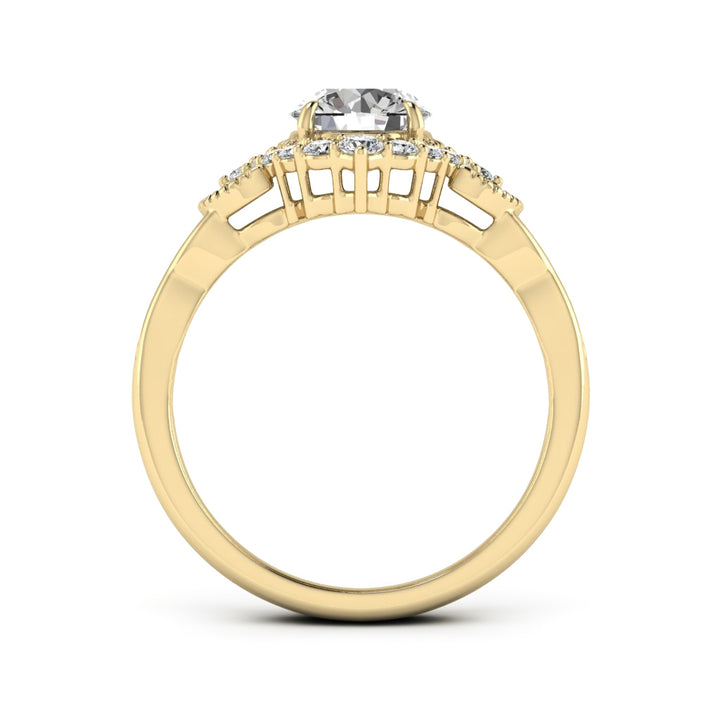 1.00 DEW Round White Moissanite Ring in 14K Gold