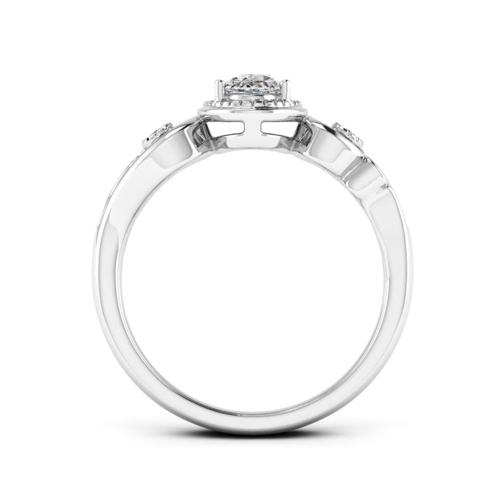 1.00 DEW Oval White Moissanite Ring in 14K Gold