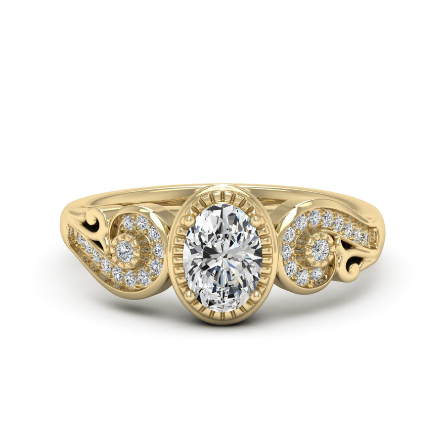 1.00 DEW Oval White Moissanite Ring in 14K Gold