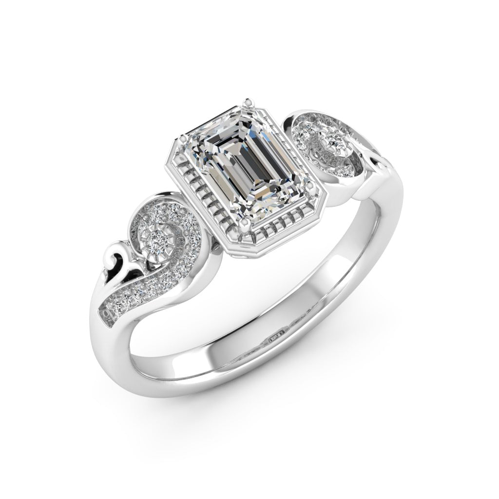 1.00 DEW Octagon White Moissanite Ring in 14K Gold