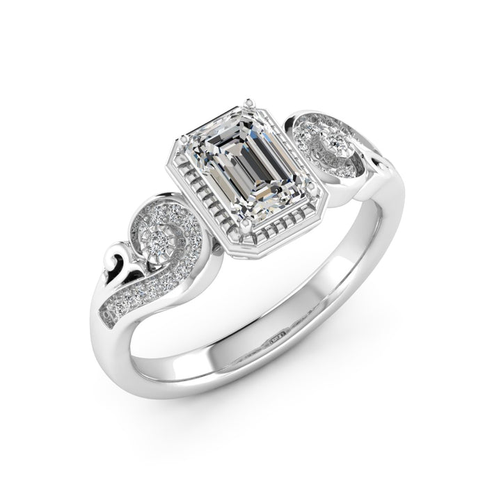 1.00 DEW Octagon White Moissanite Ring in 14K Gold
