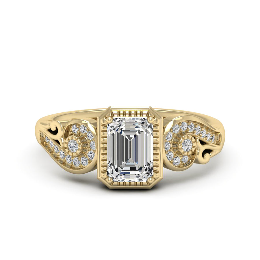 1.00 DEW Octagon White Moissanite Ring in 14K Gold