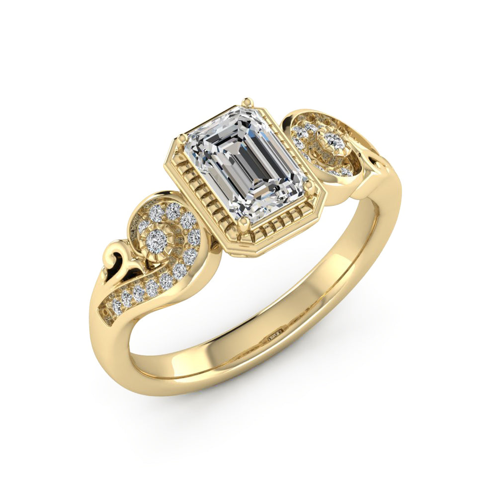 1.00 DEW Octagon White Moissanite Ring in 14K Gold
