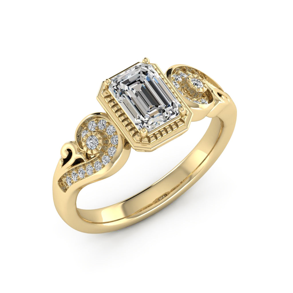 1.00 DEW Octagon White Moissanite Ring in 14K Gold