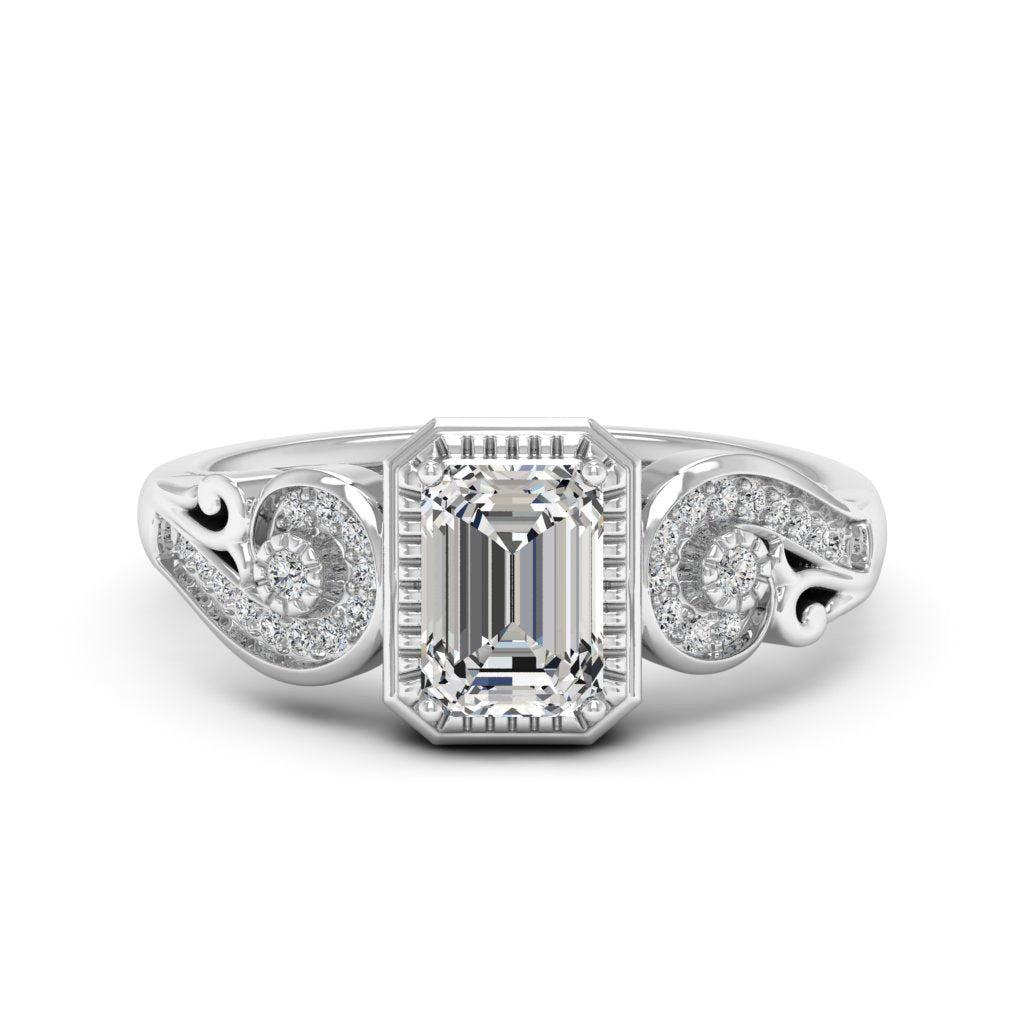 1.00 DEW Octagon White Moissanite Ring in 14K Gold
