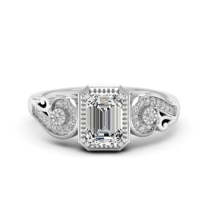 1.00 DEW Octagon White Moissanite Ring in 14K Gold