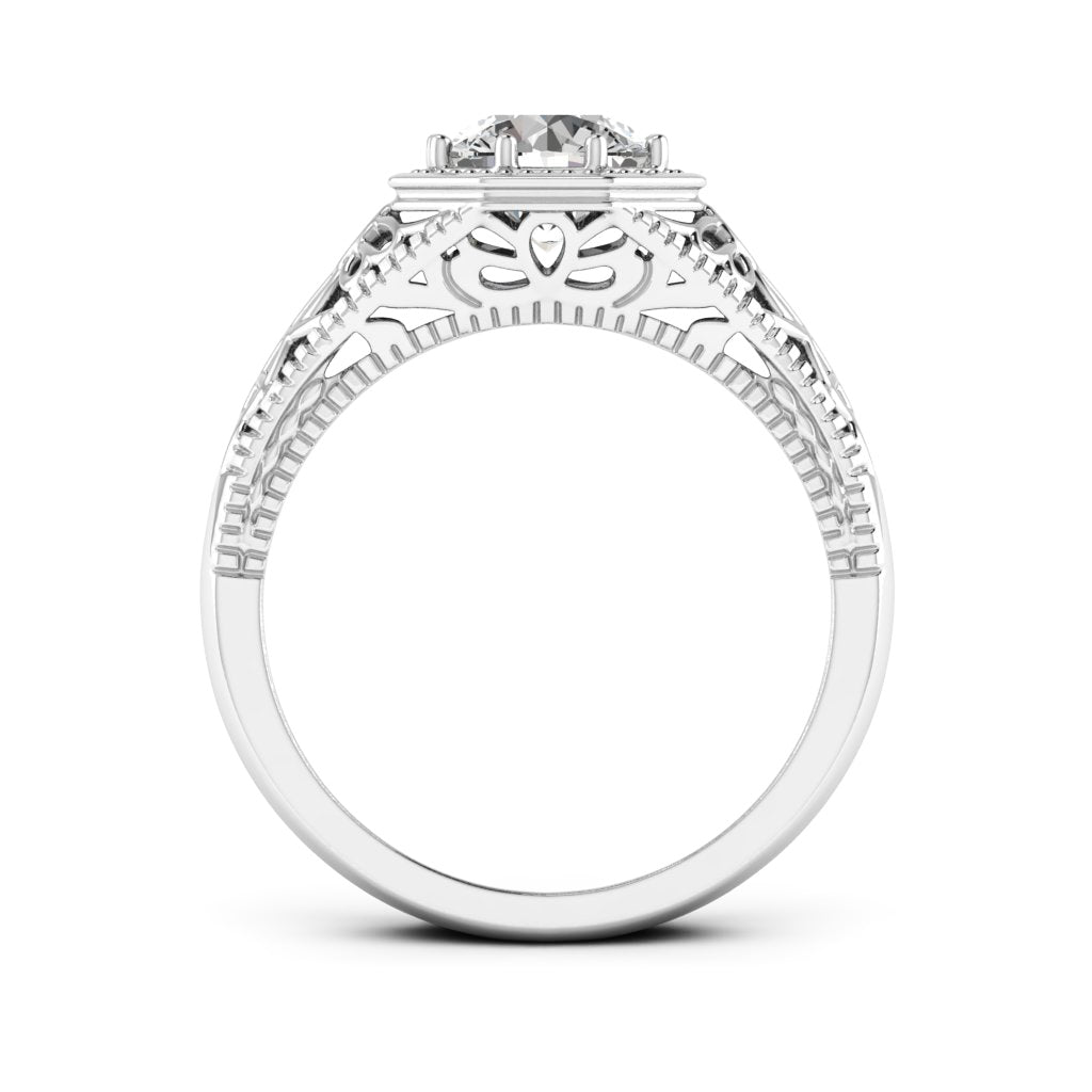 1.00 DEW Round White Moissanite Ring in 14K Gold
