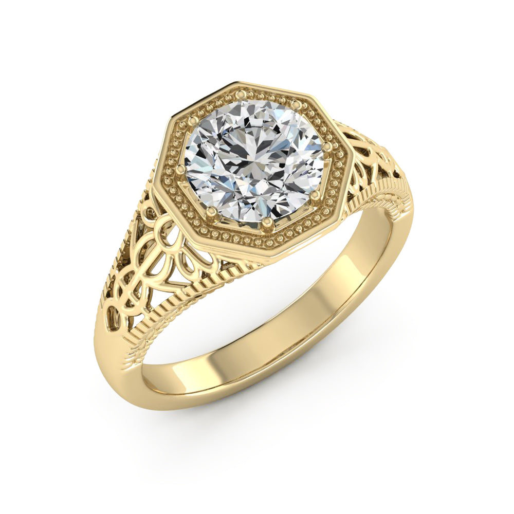 2.00 DEW Round White Moissanite Ring in 14K Gold