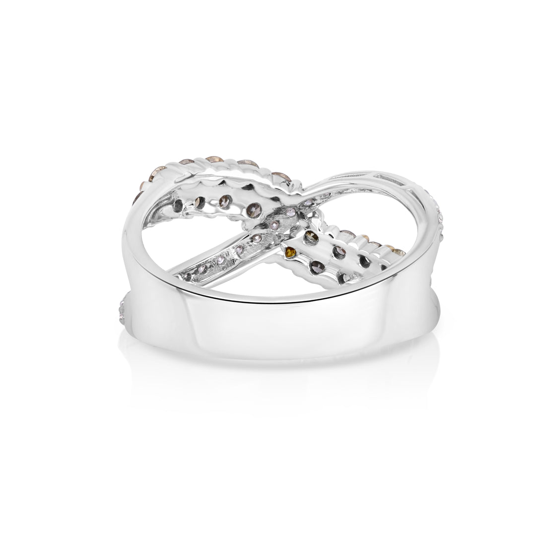 0.75 Cts Multi-Color Diamond and White Diamond Ring in 14K Two Tone