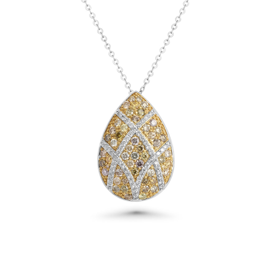 0.94 Cts Multi Color Diamond and White Diamond Pendant in 14K Two Tone