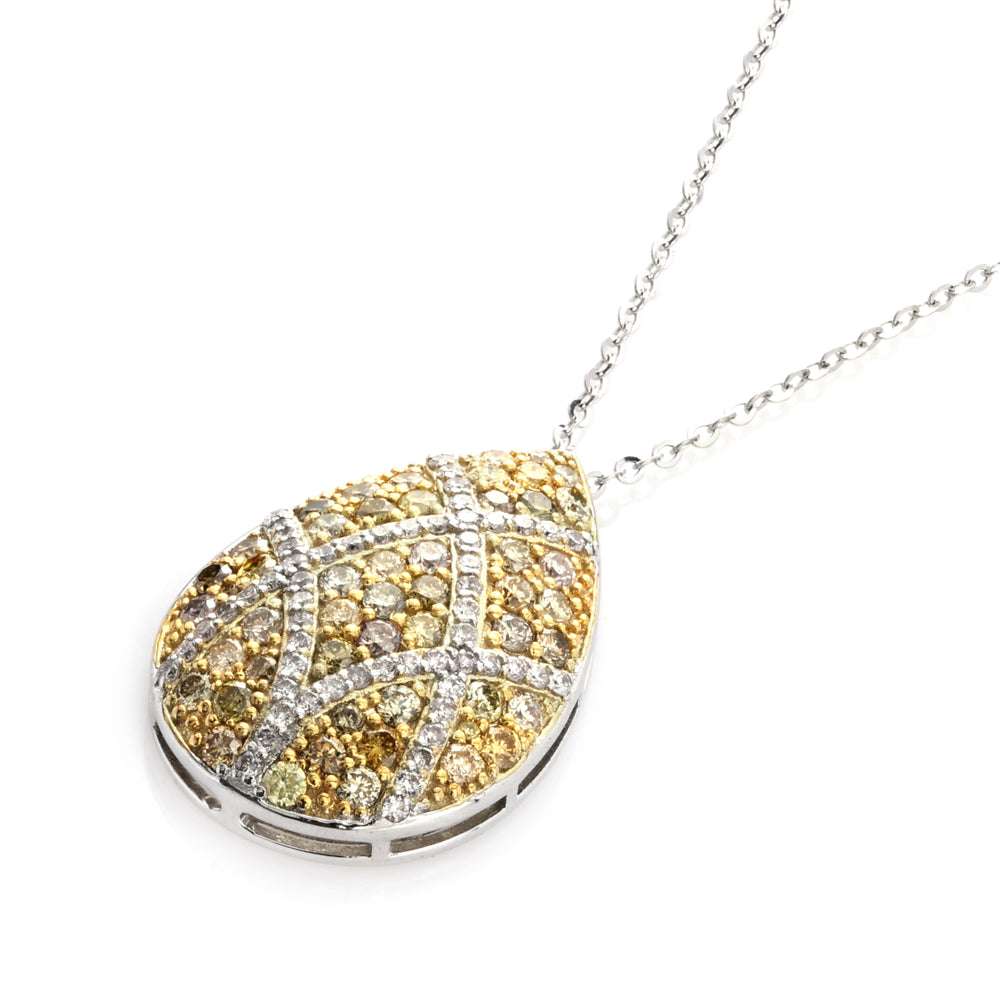 0.94 Cts Multi Color Diamond and White Diamond Pendant in 14K Two Tone