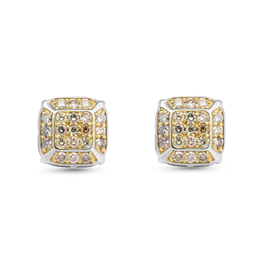0.95 Cts Multi Color Diamond Earring in 14K Two Tone