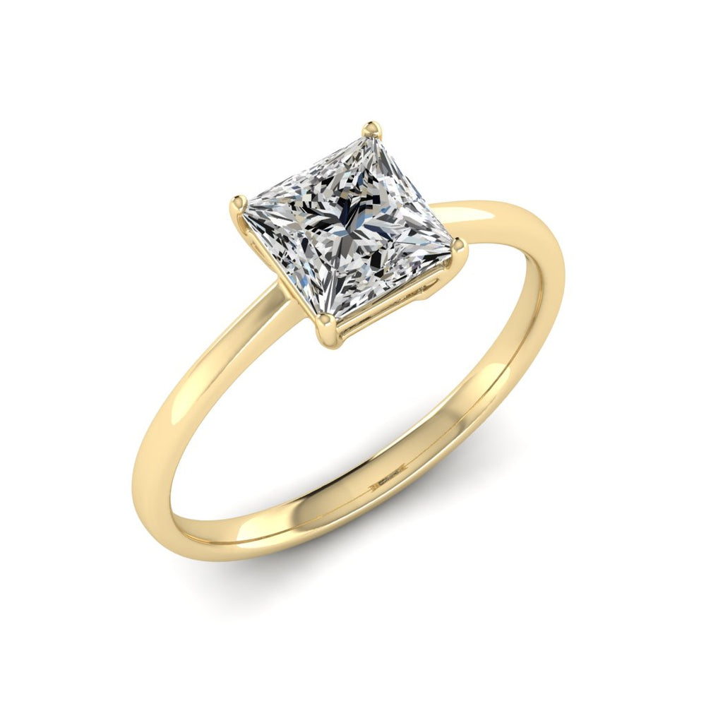 2.00 DEW Princess Cut White Moissanite Solitaire Ring in 14K Gold