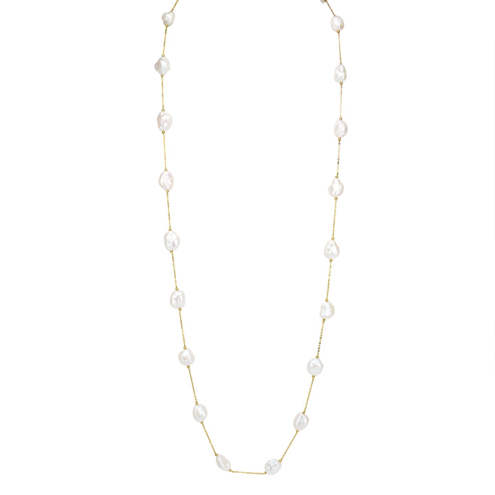 Pearl Enchantress: Women's 18K Gold-Poised Pearl Necklace