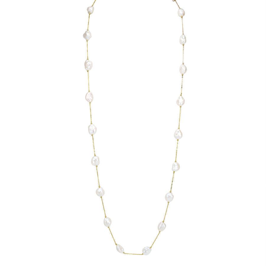 Pearl Enchantress: Women's 18K Gold-Poised Pearl Necklace