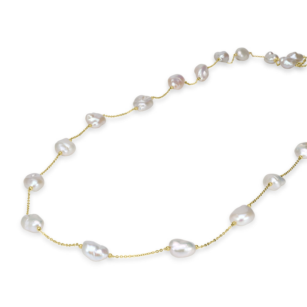Pearl Enchantress: Women's 18K Gold-Poised Pearl Necklace