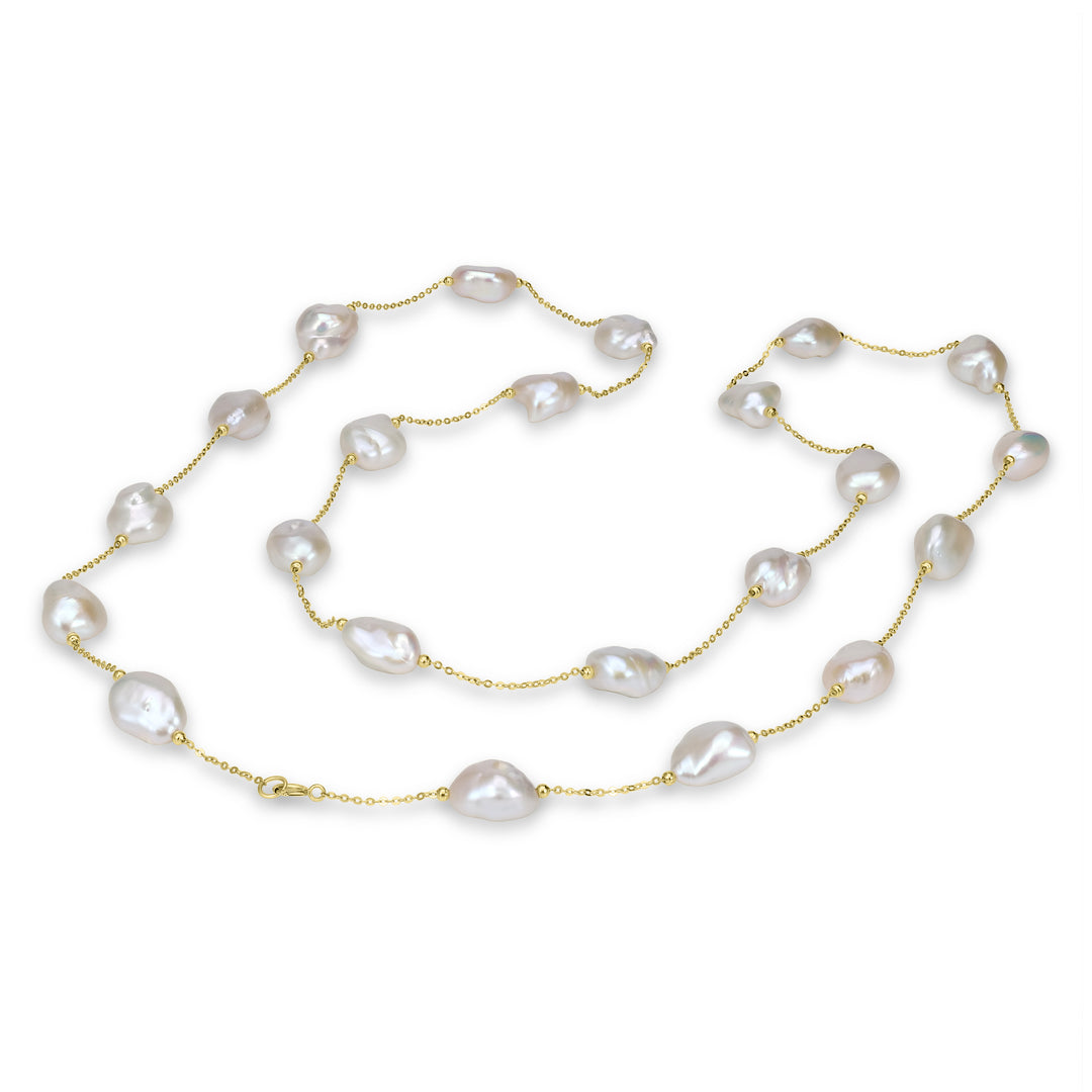 Pearl Enchantress: Women's 18K Gold-Poised Pearl Necklace