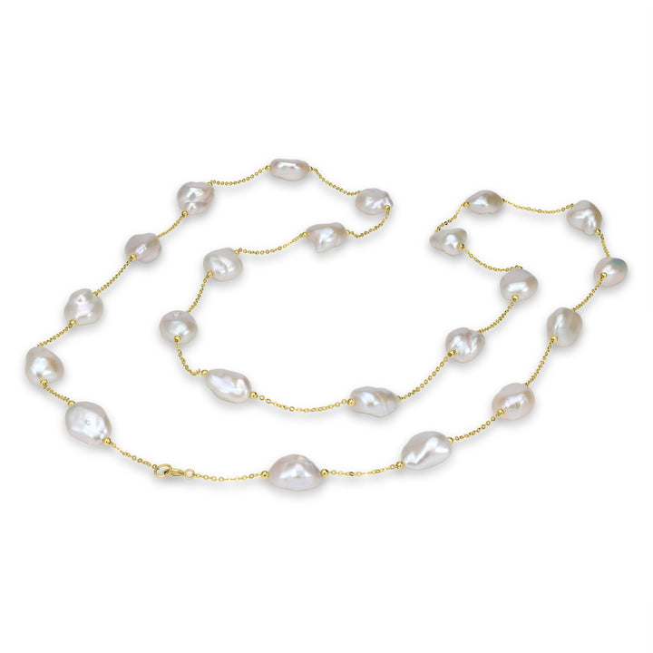 Pearl Enchantress: Women's 18K Gold-Poised Pearl Necklace