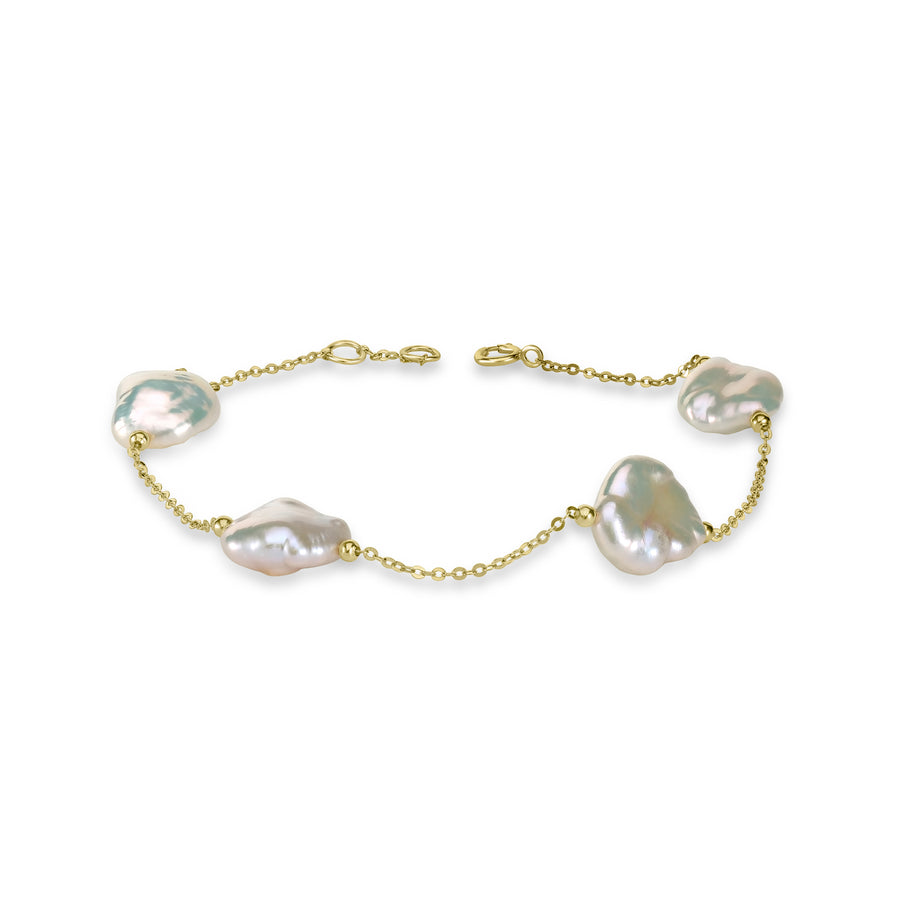 Pearl Beaded Station Bracelet in 18K YG