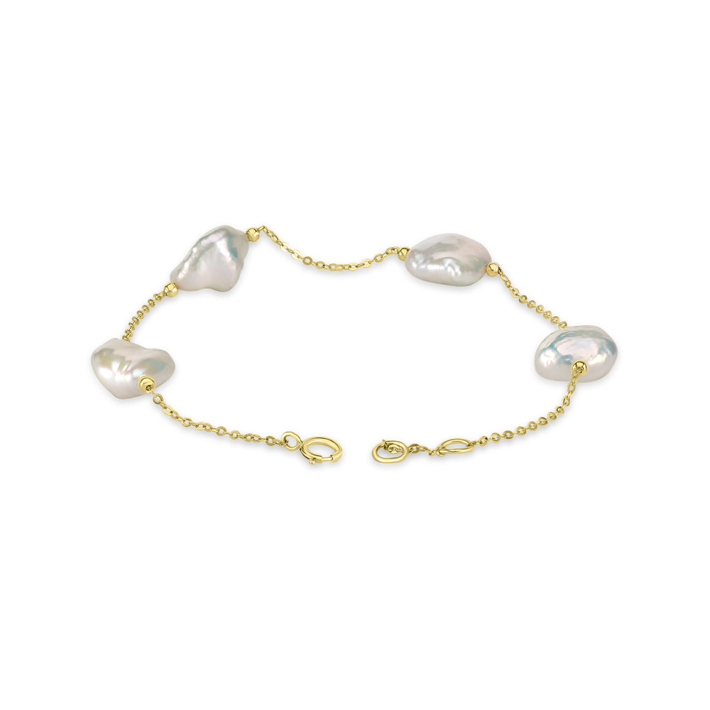 Pearl Beaded Station Bracelet in 18K YG