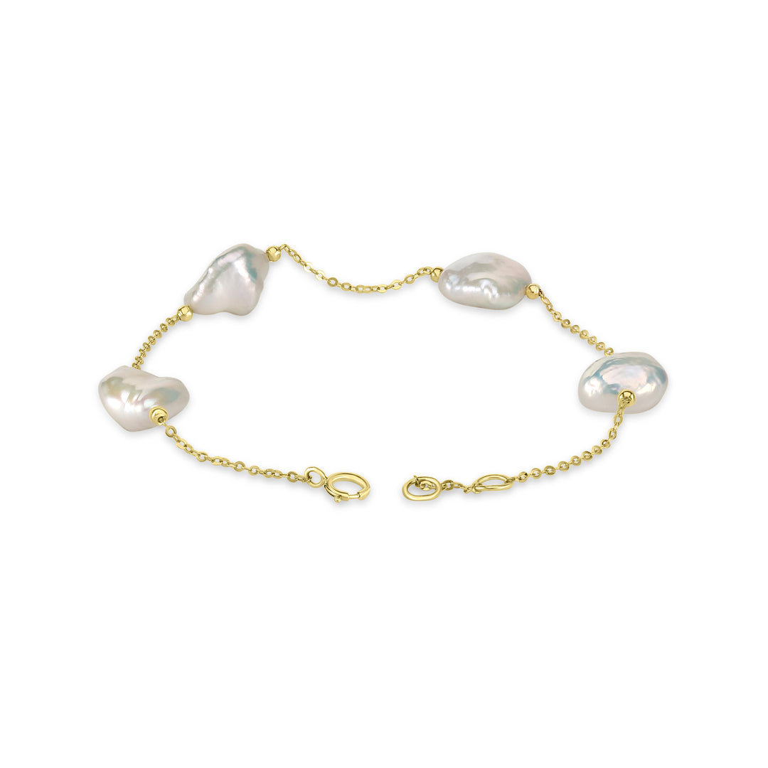 Pearl Beaded Station Bracelet in 18K YG