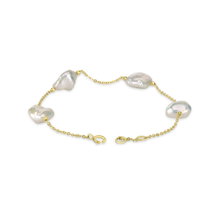 Pearl Beaded Station Bracelet in 18K YG