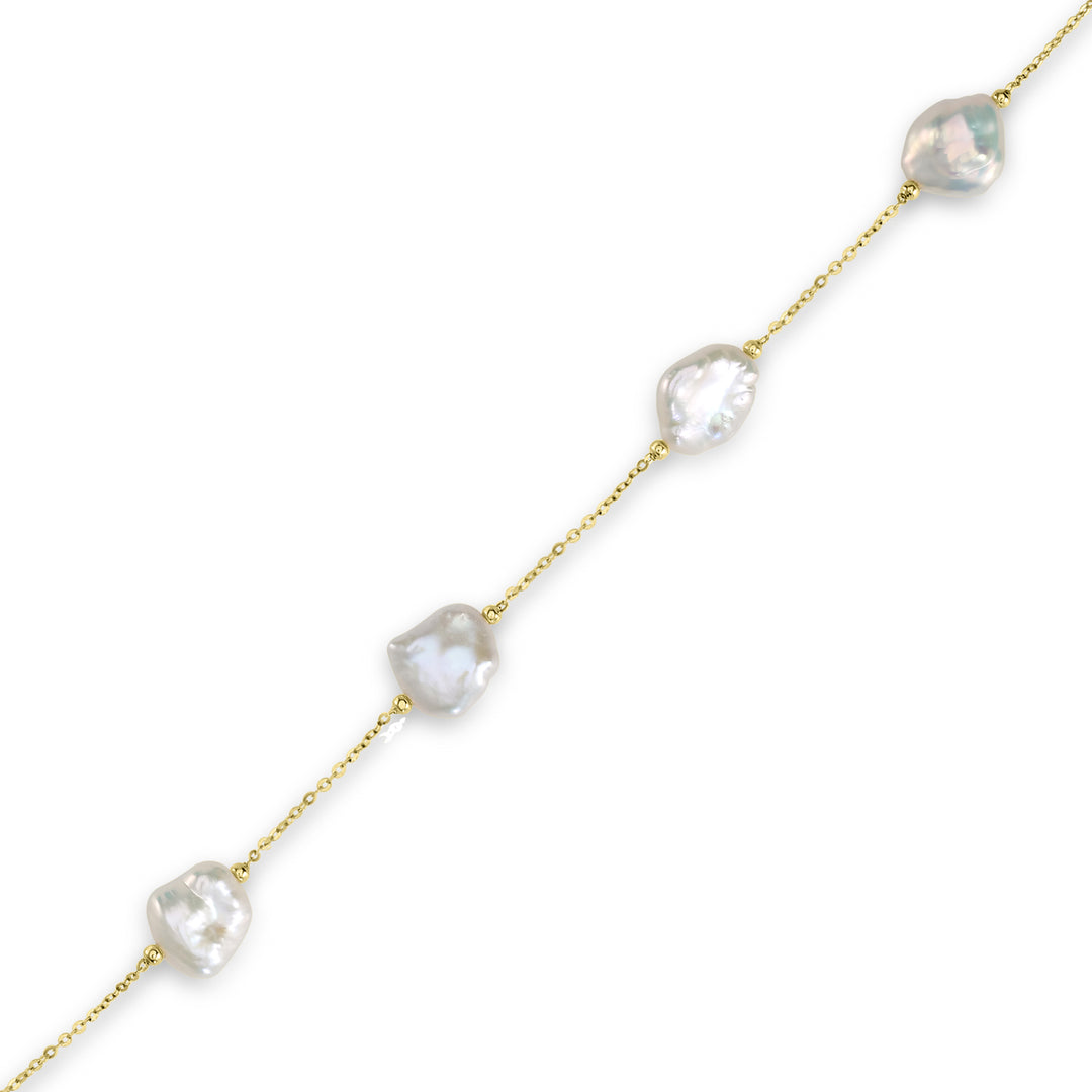Pearl Beaded Station Bracelet in 18K YG