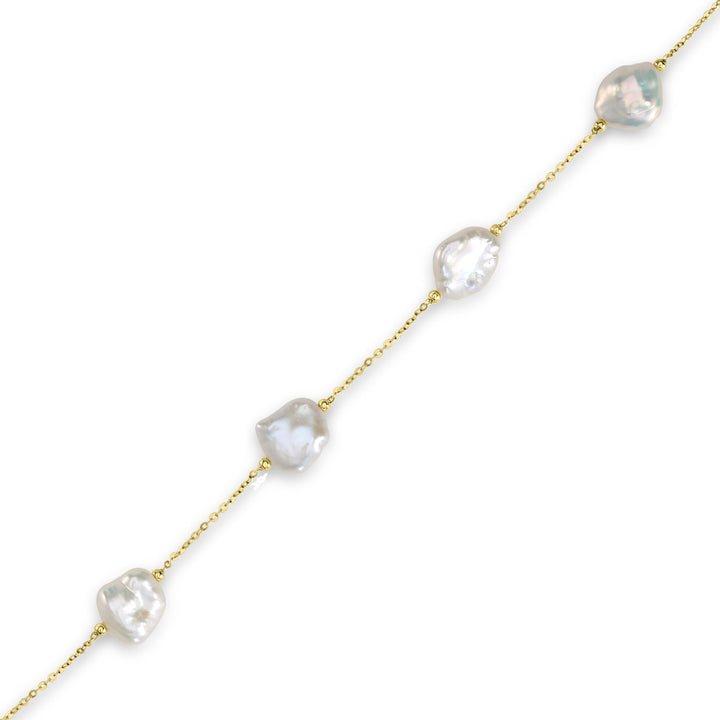 Pearl Beaded Station Bracelet in 18K YG