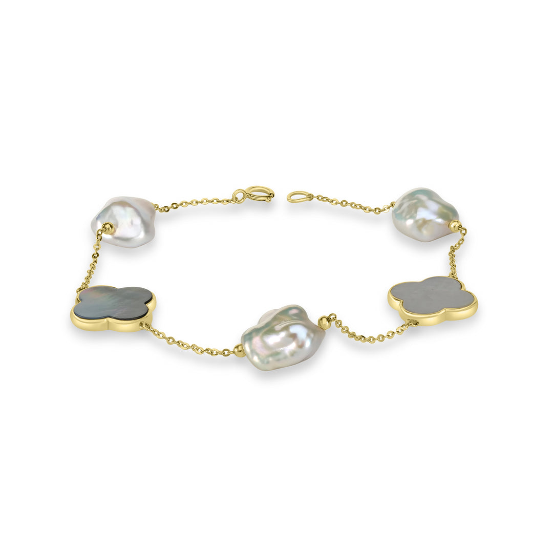 Pearl Beaded Station Bracelet in 18K YG